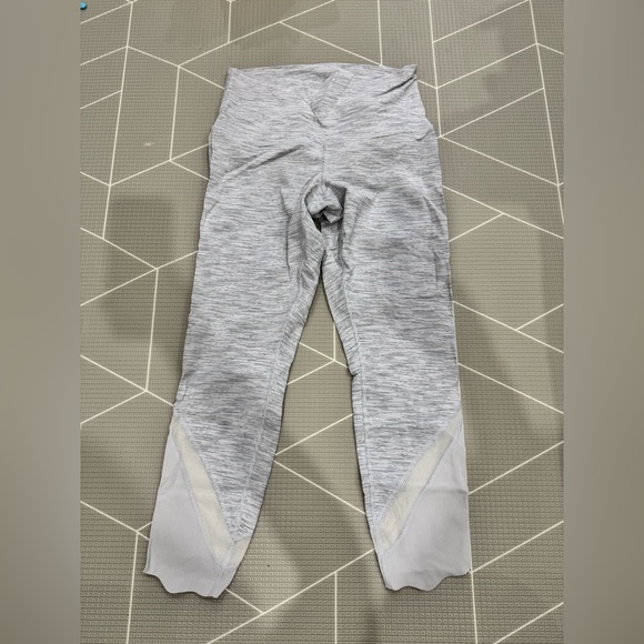 lululemon athletica Pants - lululemon athletica Heather Light Gray Leggings with White Mesh Insets